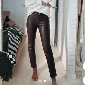 Women's Brown Vegan Leather Pants